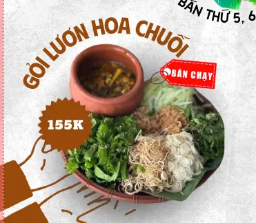 Gỏi Lươn Hoa Chuối - Lươn đồng cuốn hoa chuối non giòn ngọt, gia vị truyền thống — gỏi nhậu khai vị tuyệt phẩm.